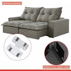 Sofá Retrátil E Reclinável 230cm Com 6 Almofadas Dubai   Cinz