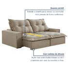 Sofá Retrátil E Reclinável 230cm Com 6 Almofadas Dubai  Bege