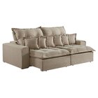 Sofá Retrátil E Reclinável 230cm Com 6 Almofadas Dubai  Bege