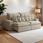 Sofá Retrátil E Reclinável 230cm Com 6 Almofadas Dubai  Bege