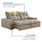 Sofá Retrátil E Reclinável 230cm Com 6 Almofadas Dubai  Bege