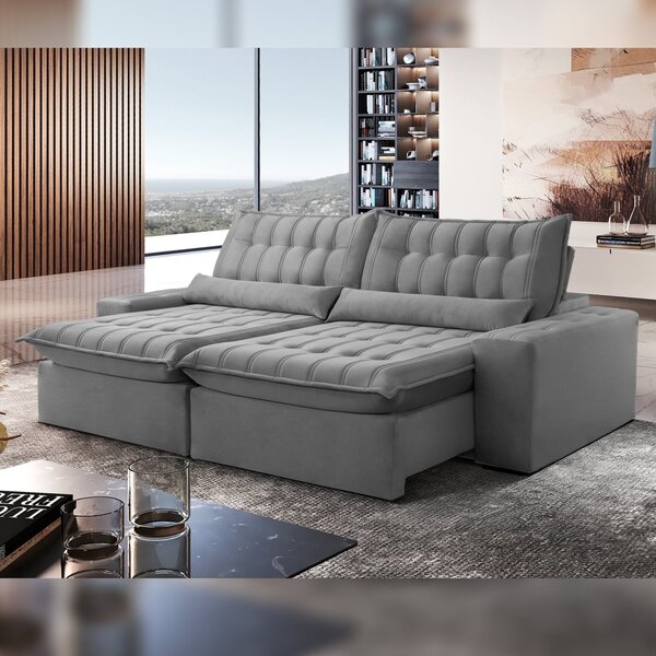 Sofá Retrátil E Reclinável 230cm Domínio Grafite