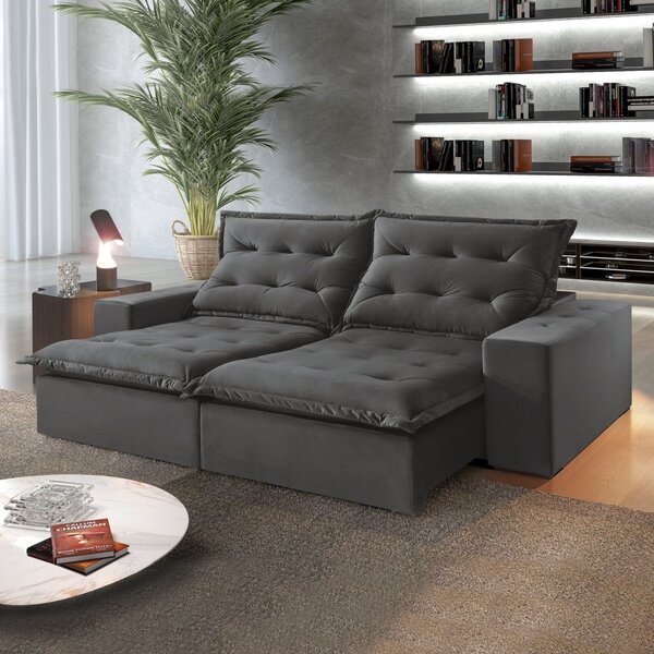 Sofá Retrátil E Reclinável 230cm M127 Martins Estofados Cinza