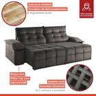 Sofá Retrátil E Reclinável 250cm 2 Lugares Mônaco  Cinza Escu