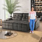 Sofá Retrátil E Reclinável 250cm 2 Lugares Mônaco  Cinza Escu