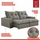 Sofá Retrátil E Reclinável 250cm Com 6 Almofadas Dubai   Cinz