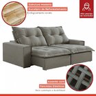 Sofá Retrátil E Reclinável 250cm Com 6 Almofadas Dubai   Cinz