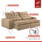 Sofá Retrátil E Reclinável 250cm Com Alfomadas M152 Martins E