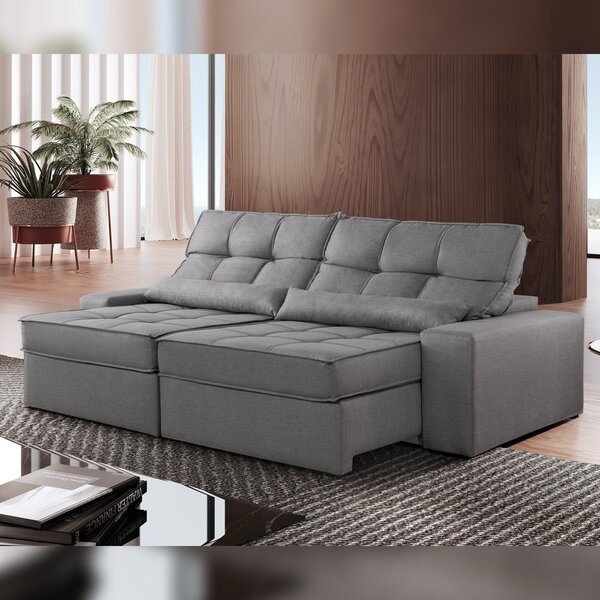 Sofá Retrátil E Reclinável 250cm Enzo Plus Grafite