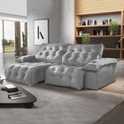 Sofá Retrátil E Reclinável 250cm Istambul Veludo/cinza Claro