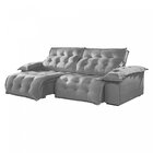 Sofá Retrátil E Reclinável 250cm Istambul Veludo/cinza Claro