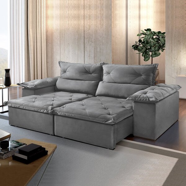 Sofá Retrátil E Reclinável 250cm M102 Cinza