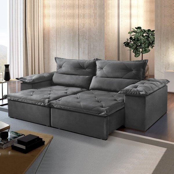 Sofá Retrátil E Reclinável 250cm M102 Cinza Escuro