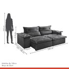 Sofá Retrátil E Reclinável 250cm M102 Cinza Escuro