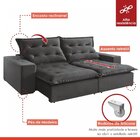 Sofá Retrátil E Reclinável 250cm M127 Martins Estofados Cinza