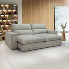 Sofá Retrátil E Reclinável 250cm Martinho Boucle Yescasa Gelo