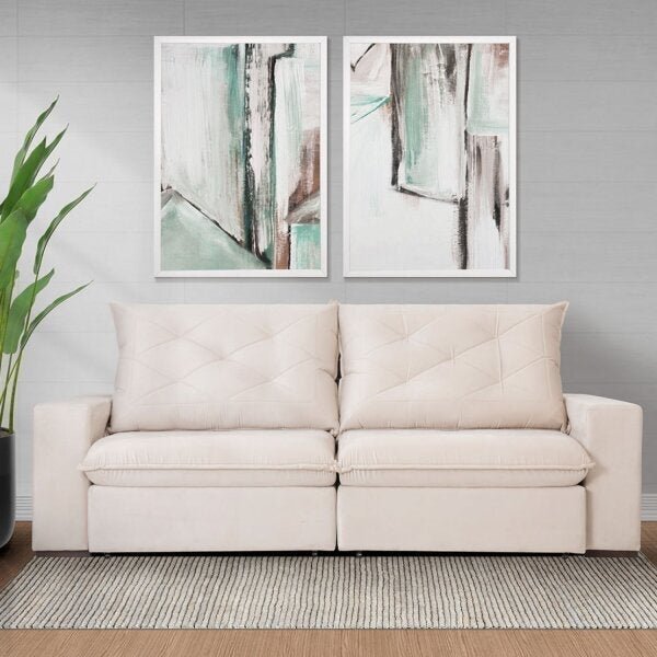 Sofá Retrátil E Reclinável 250cm Premier Living Marfim