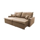 Sofá Retrátil E Reclinável 276cm 5 Lugares Glamour  Bege