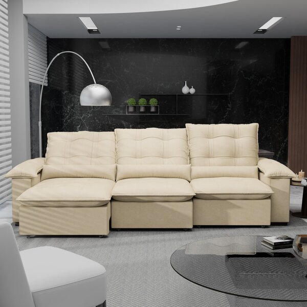 Sofá Retrátil E Reclinável 290 Cm Porto Belo Bege