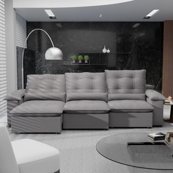 Sofá Retrátil E Reclinável 290 Cm Porto Belo Grafite