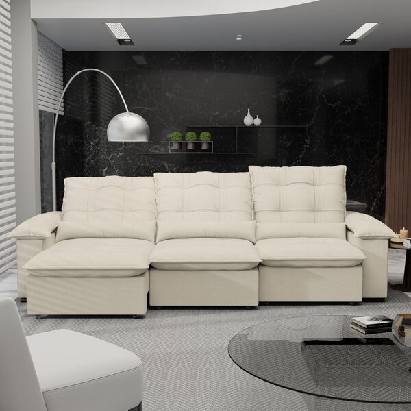 Sofá Retrátil E Reclinável 290 Cm Porto Belo Natural