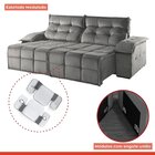 Sofá Retrátil E Reclinável 290cm 2 Lugares Mônaco  Cinza Claro