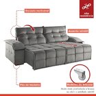 Sofá Retrátil E Reclinável 290cm 2 Lugares Mônaco  Cinza Claro