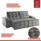 Sofá Retrátil E Reclinável 290cm 2 Lugares Mônaco  Cinza Claro