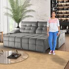 Sofá Retrátil E Reclinável 290cm 2 Lugares Mônaco  Cinza Claro