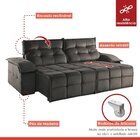 Sofá Retrátil E Reclinável 290cm 2 Lugares Mônaco  Cinza Escu
