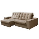 Sofá Retrátil E Reclinável 290cm Alice Tecido Linho Bege Isofa