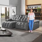 Sofá Retrátil E Reclinável 290cm Istambul Veludo/cinza Escuro
