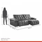 Sofá Retrátil E Reclinável 290cm Istambul Veludo/cinza Escuro
