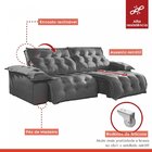 Sofá Retrátil E Reclinável 290cm Istambul Veludo/cinza Escuro