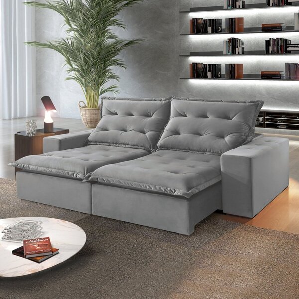 Sofá Retrátil E Reclinável 290cm M127 Martins Estofados Cinza