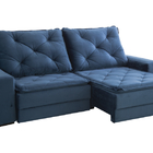 Sofá Retrátil E Reclinável 2.50 Atlanta  Veludo Azul Marinho