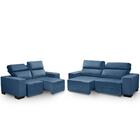 Sofa Retratil E Reclinavel 2 E 3 Lugares Viena Azul A92