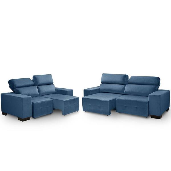 Sofa Retratil E Reclinavel 2 E 3 Lugares Viena Azul A92