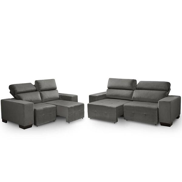 Sofa Retratil E Reclinavel 2 E 3 Lugares Viena Chumbo A88