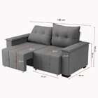 Sofá Retrátil E Reclinável 2 Lugares 180cm Suede Slim Cinza