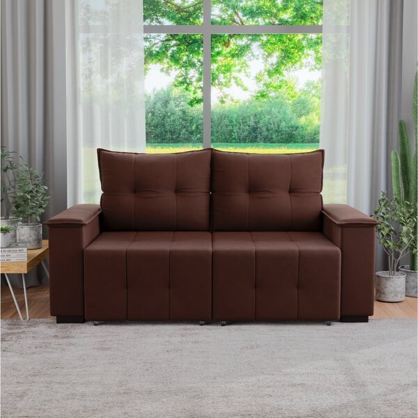 Sofá Retrátil E Reclinável 2 Lugares 180cm Suede Slim Marrom