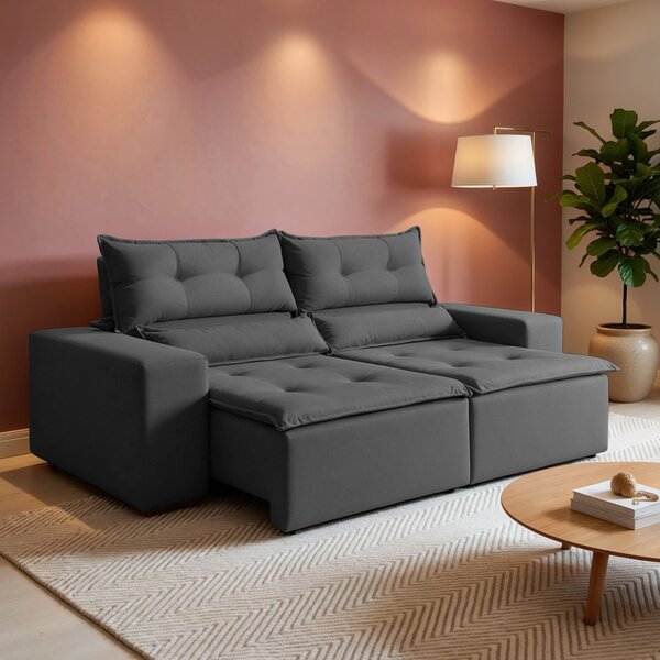 Sofá Retrátil E Reclinável 2 Lugares 196cm Firenze  Cinza