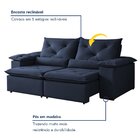 Sofá Retrátil E Reclinável 2 Lugares 196cm Londres Azul