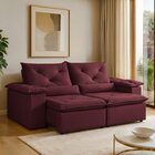 Sofá Retrátil E Reclinável 2 Lugares 196cm Londres Bordô