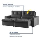 Sofá Retrátil E Reclinável 2 Lugares 200cm Beny Suede/cinza