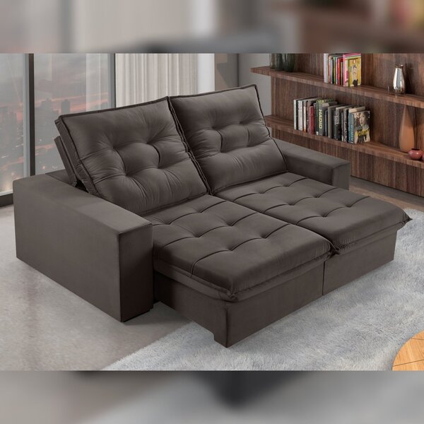 Sofá Retrátil E Reclinável 2 Lugares 210cm Pés Em Madeira Mac