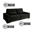 Sofá Retrátil E Reclinável 2 Lugares 230cm Charm Preto