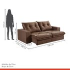 Sofá Retrátil E Reclinável 2 Lugares 230cm M163 Marrom Escuro