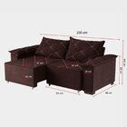 Sofá Retrátil E Reclinável 2 Lugares 230cm Napoles  Marrom