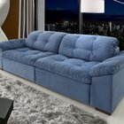 Sofá Retrátil E Reclinável 2 Lugares 240 Cm Pérola Veludo Azul